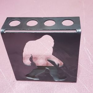 Metal Bigfoot sasquatch desk pen holder